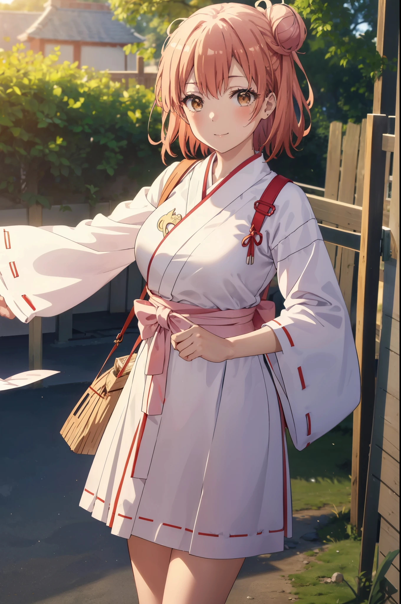 Anime girl in a white dress with a pink sash and a brown purse - SeaArt AI