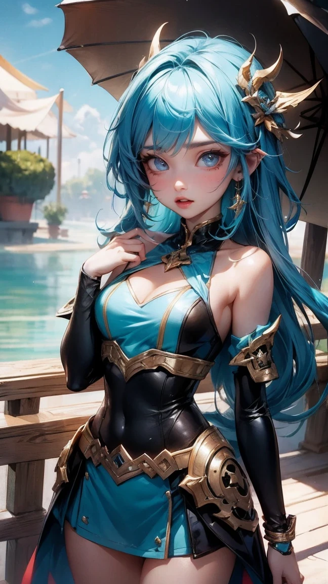 niña bonita, tiro de vaquero,justo (hermano mariquita), complejo colorful hair with , luz de sol, justo lighting, luces vibrantes, complejo, Muy detallado, elegant, Liso, Autor：Ruan Jia、Artgerm y Anton Fadeev, 