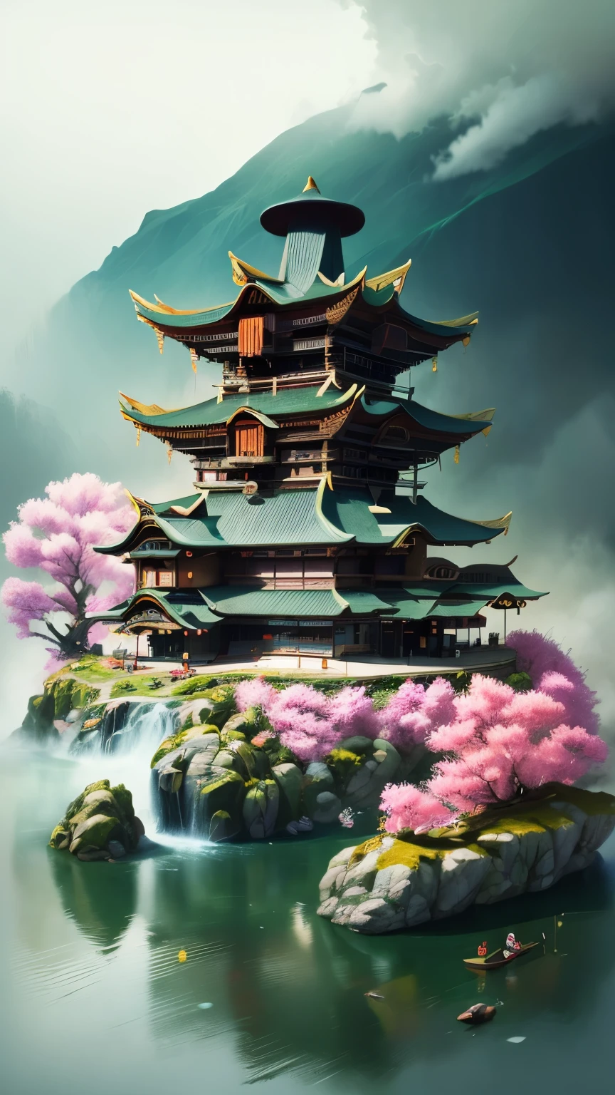 Isometrisch 2.5D，Ching Ming Fest，Traditionelle chinesische Feste，Ausflug ins Freie，Frühling，Himmelshintergrund，Regen，Grass，Blumen，Die Berge sind in der Ferne in Wolken und Nebel gehüllt，pixel art，Rich details，Hohe Auflösung，Umgeben，Ein Mädchen geht auf dem Gras und hält einen Regenschirm，Zwei Schwalben fliegen，Weiches, kaltes Licht，9:16
