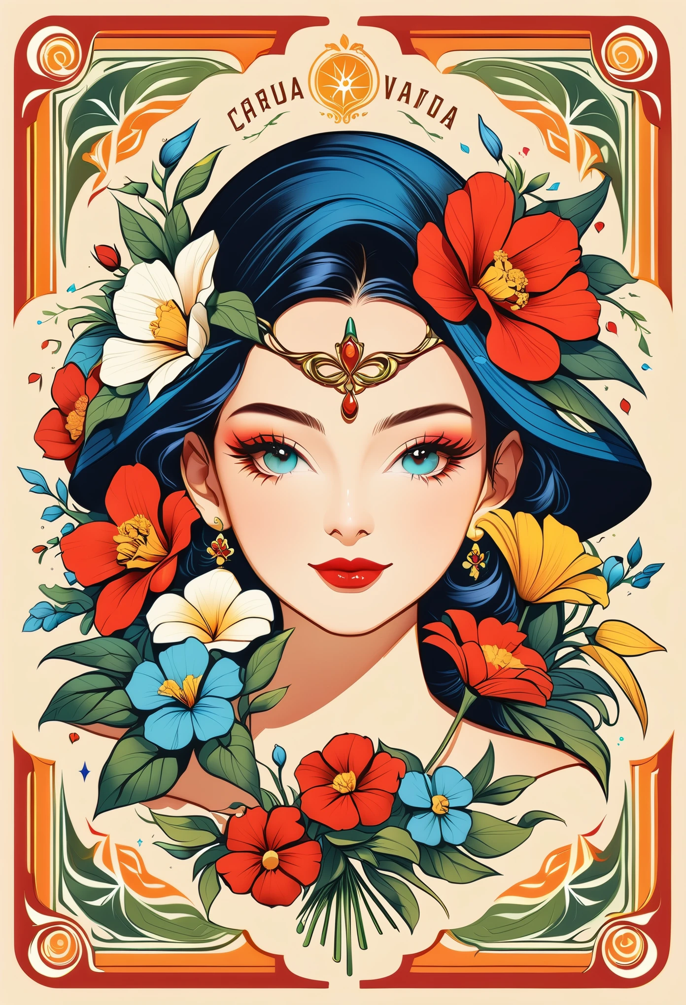 vintage，logo design，illustrator，Masks covered with flowers