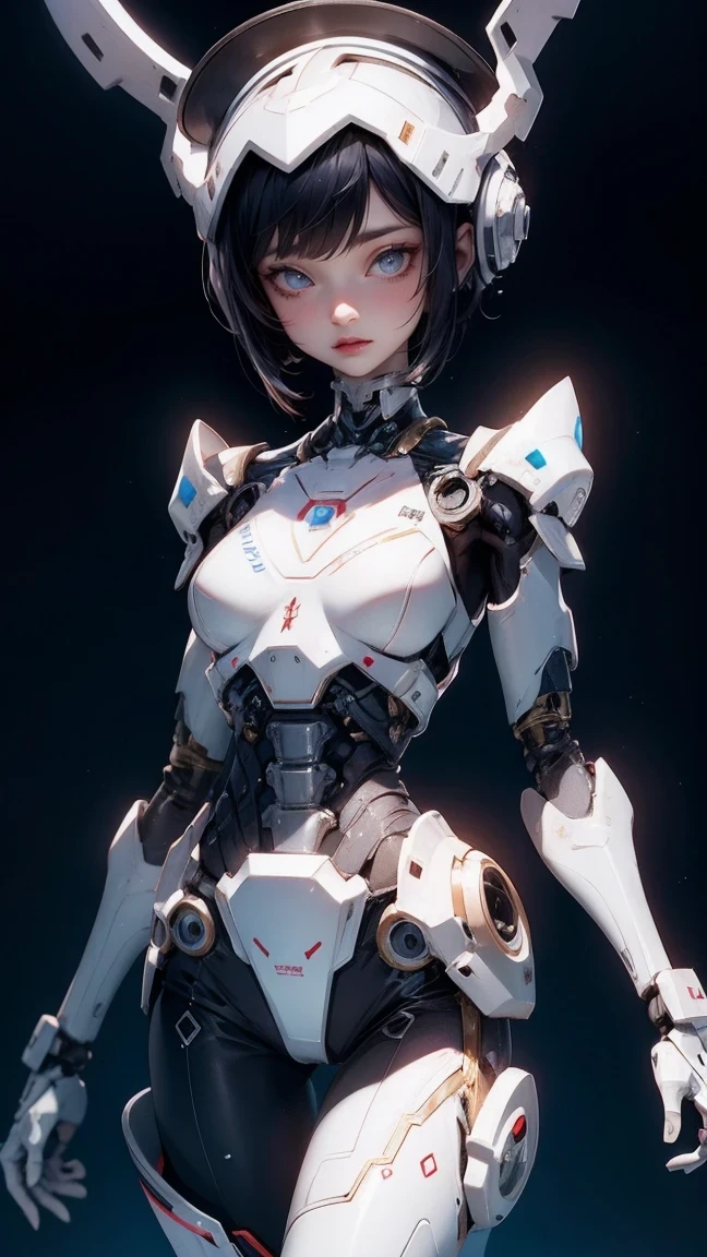 Cute Girl, cowboy shot,Anime style image of a woman with a skeleton body and helmet, Unreal Engine rendering + goddess, Biomechanics OPPEIN, Highly detailed cybernetic mechanics, White biomechanical details, female body, 3D rendering character art 8k, detailed body, complex machinery, cybernetic and highly detailed

