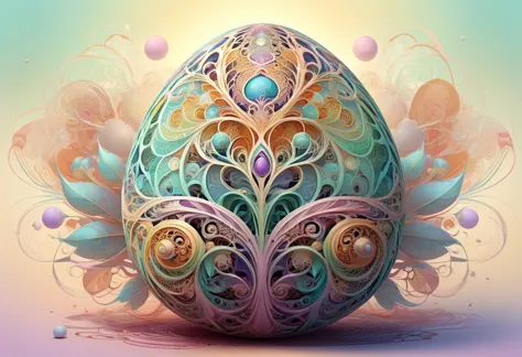 Fractal design art on the theme of Easter eggs. Zen art,Complex bizarre,  vector illustration in two dimensions, simplicity of p...