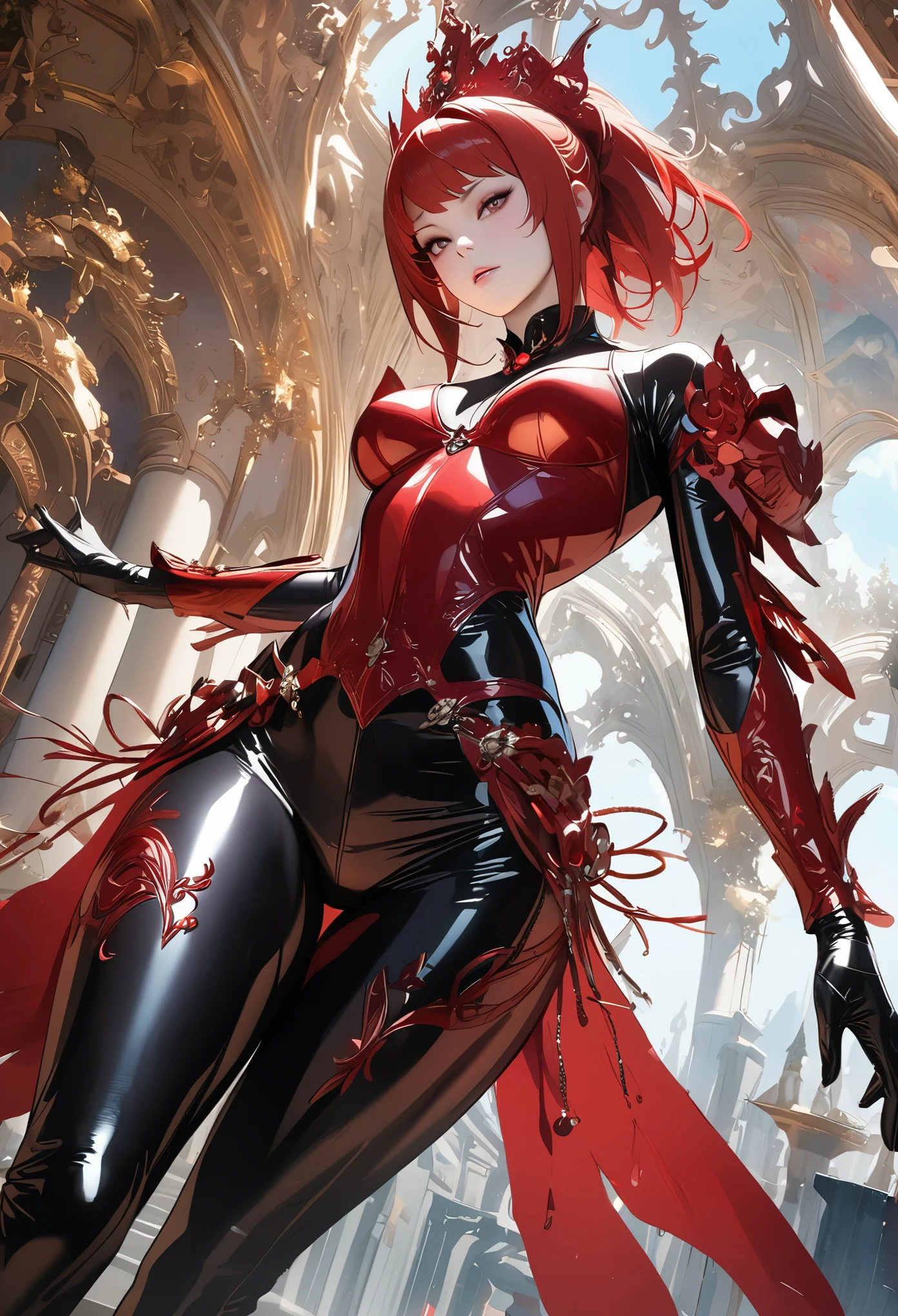 Anime storyboard，a beautiful korean actress，穿着hell lady上装和头饰，Hell Tutu and Super Tight Leather Pants. She dances gracefully, Her movements exude grace and passion.((best quality)), ((masterpiece)), ((actual))，anatomically correct，lifelike，Ornate decoration，Gorgeous background，hell lady，ultra high definition,8K