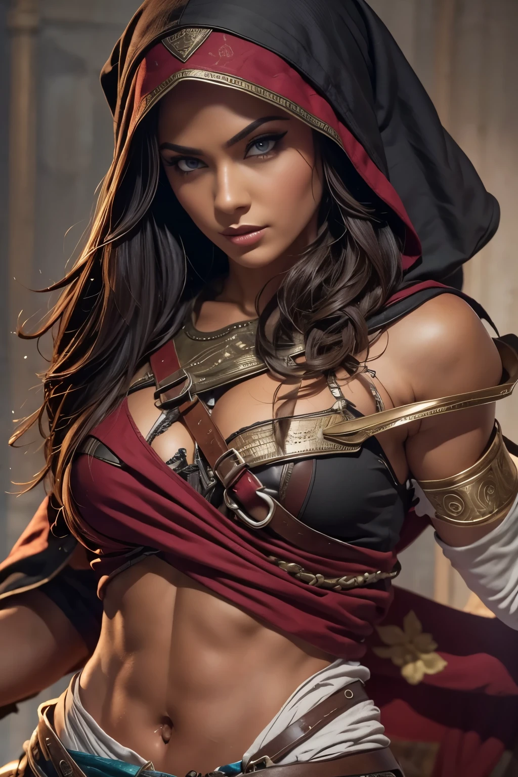 sehr NSFW, extrem detaillierte sexy Pose von Kassandra im Assassin&#39;s Creed Universe, Aufreizende Kleidung, ausführlich, 