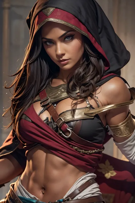 Very nsfw, extremely detailed Kassandra Assassin's Creed Universe sexy pose, revealing clothing, Detailed, 