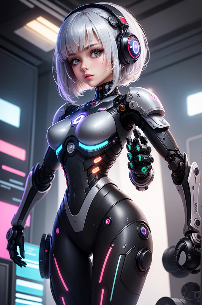 (melhor qualidade, realistness: 1.37, ultra-detalhado, Um organismo cibernético extremamente detalhado: 1.1), lindo desenho, Verme robô com cabeça de uma linda garota, Complex, cores claras, profissional, Sci-fi, relâmpago de estúdio
