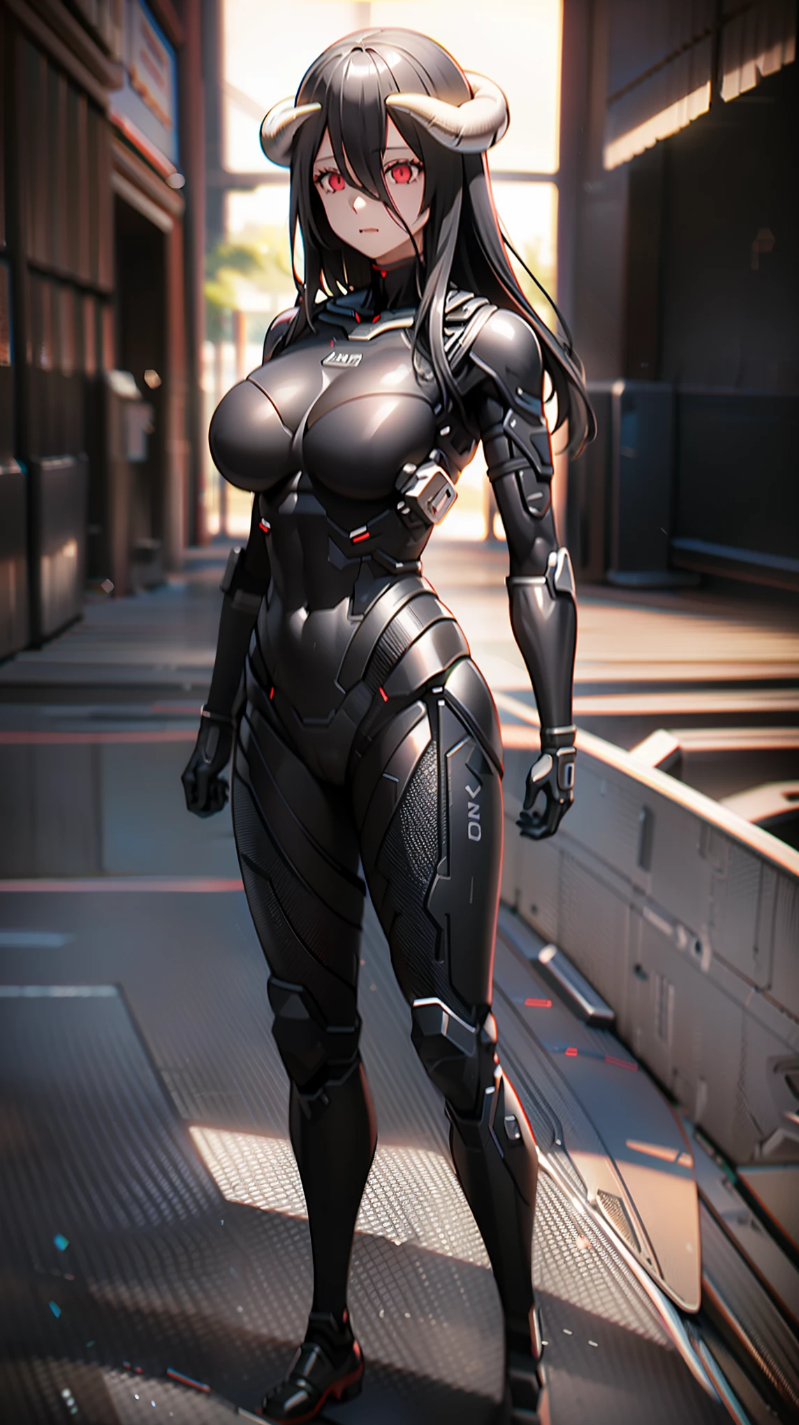 1 girl,NSFW,  al1, demon horns, slit pupils,(Overload),, huge breasts, clavicle, Glowing crimson eyes,absurd, brainwashing,empty eyes, ((No expression,erasure of emotions)), (black latex tight bodysuit),avert your eyes , full body figure,((stand up)), (highest quality、4k、8K、High resolution、must have:1.2)、Super detailed、(reality、reality的なです、reality的な:1.37)、ticker、hyper hd、studio lighting、ultra definition paint、sharp focus、Physically based rendering、extreme details、Professional specifications、vibrancy and color、blurry、sports portrait、landscape、horror style、anime big breasts、SF、photograph、concept artist、five fingers, perfect body,  {{{masterpiece}}}, {{{highest quality}}}, {{Super detailed}}, {shape}, {{very delicate and beautiful}},Improved cost performance、all roles、Canon 5D MK4でphotograph、photograph, 