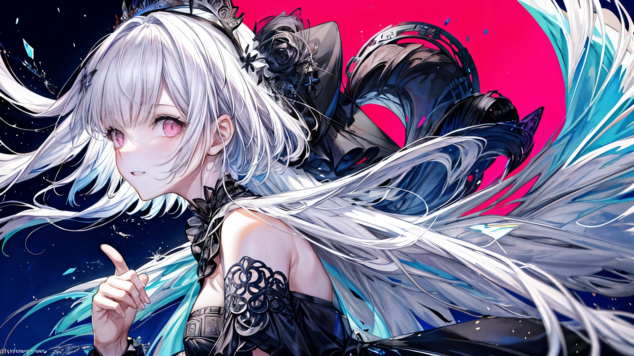 Anime girl with white hair and blue eyes and white wings - SeaArt AI