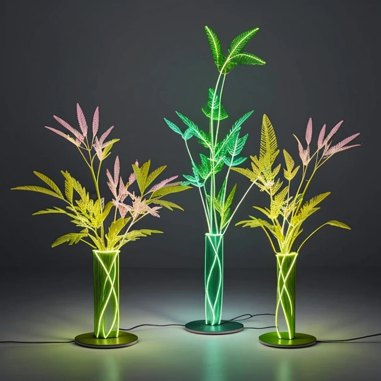 Glowing, mesmerizing plant sculptures blending plants, technology, and light.