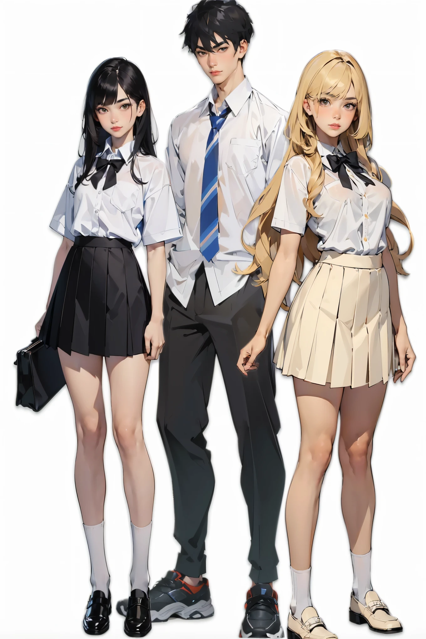 ((best quality,4k,highres,masterpiece:1.2)),((character concept art)), 1 male, teenage male, Japanese High School Athlete, ((short black hair)), black hair, (fair skin colour), ultra finely detailed eyes (black eyes colour), handsome, athletic, schoolboy, lean muscular body build, ((intricate detail)), super finely detailed hands, ultra finely detailed fingers(((ten fingers))), wearing white short sleeves school shirt, black school pants, black school loafers, (standing confidently), (full body showcase), (show full body), (no logos on background), (no logo), ((plain background)), ((plain background)), (((empty background)))