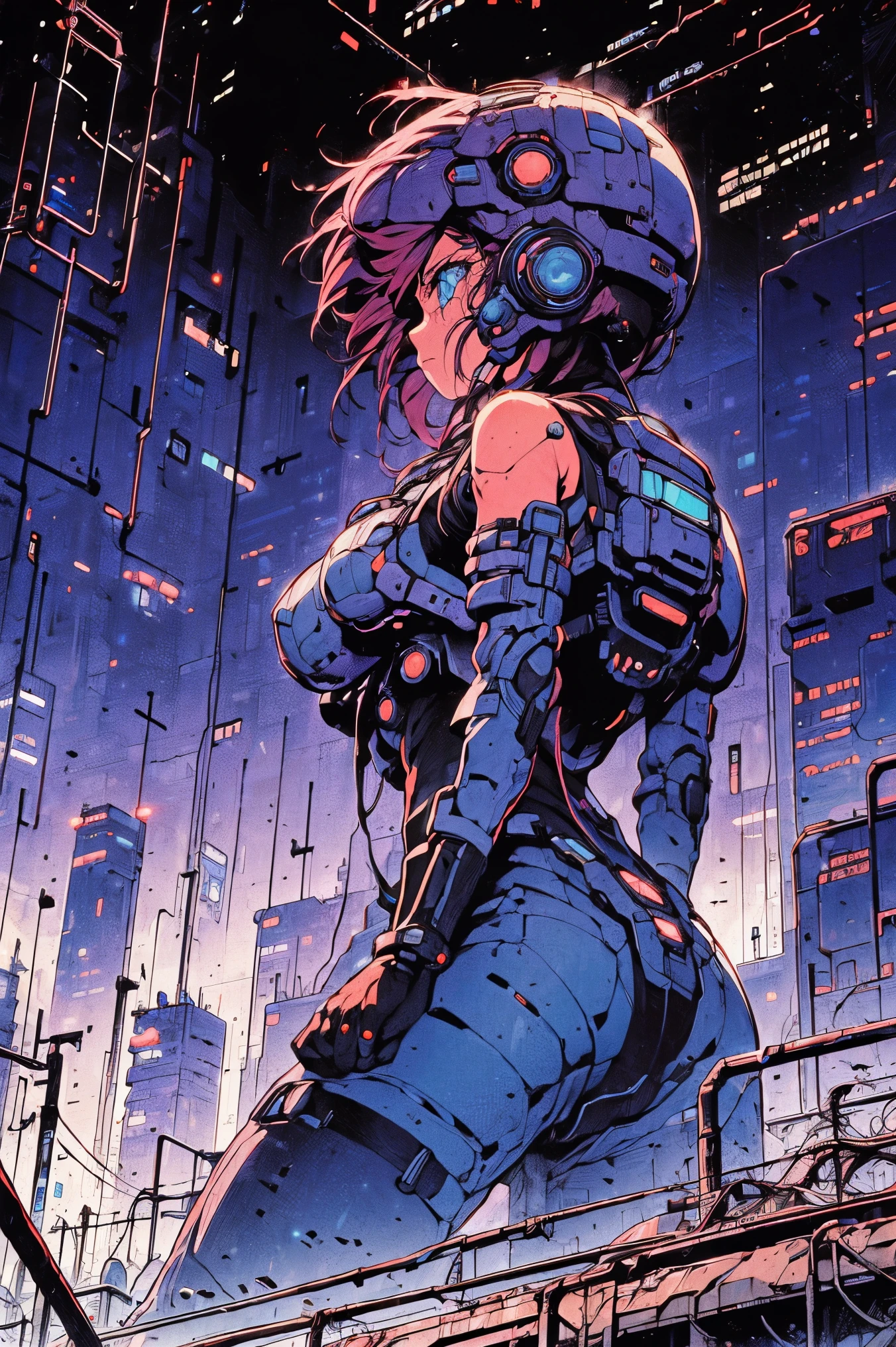 ((futuro ciberpunk)), imagem do centro de uma cidade cyberpunk, cercado por prédios com um rio no meio, balsa na cidade, balsa amarela, ponto de passagem da cidade, cartazes publicitários em todos os lugares, futuro retrô