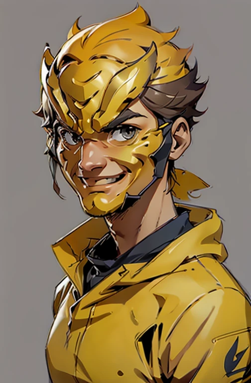 コンセプトアートバージョン ,クールな黄色のマスク,笑顔 