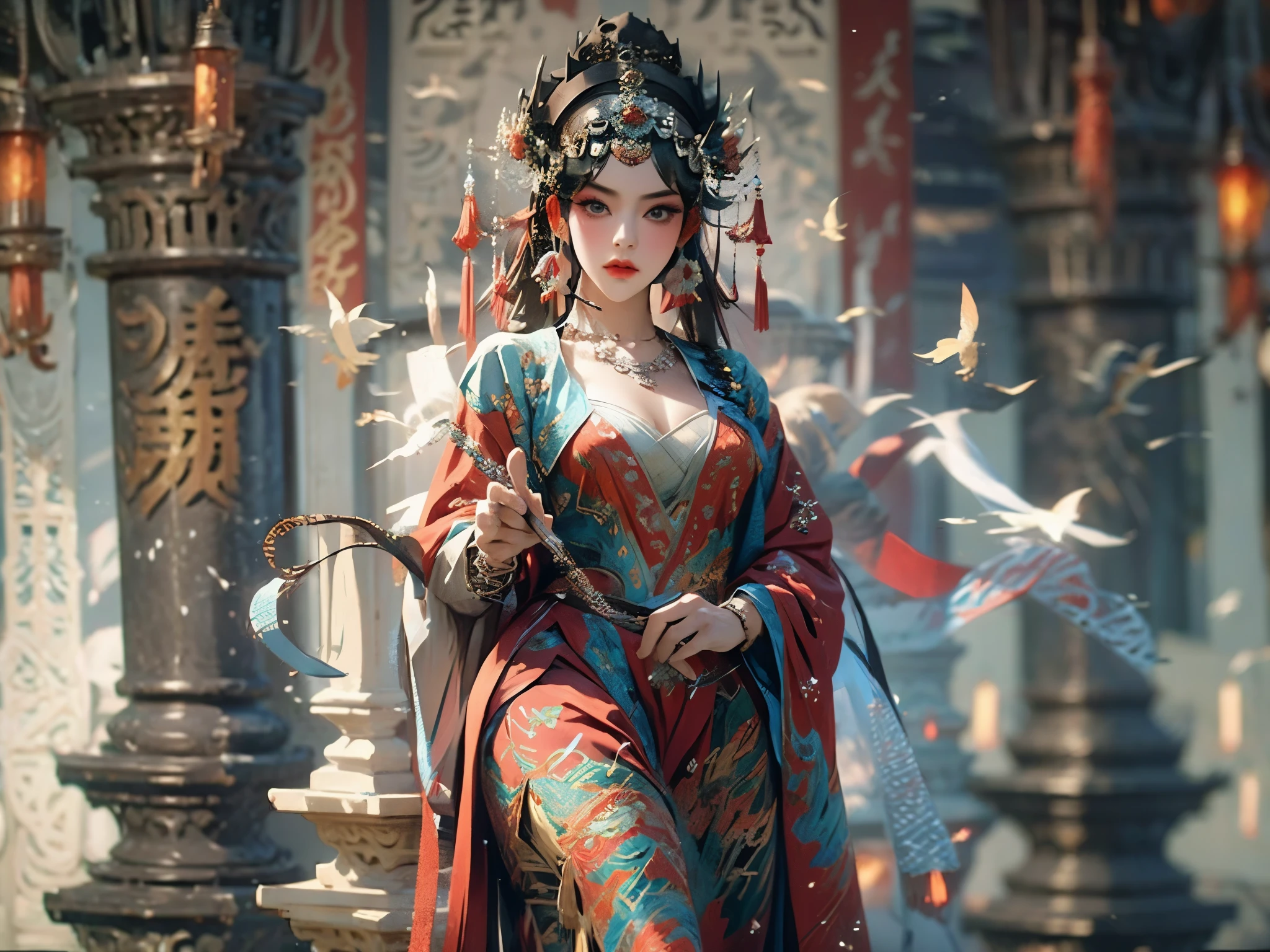 Best image quality， masterpiece， ultra high resolution， （Fidelity：1.4）， photo，masterpiece, best quality, masterpiece, best quality, 1 girl, elegant clothing，Big breasts，Peking Opera,Chibi