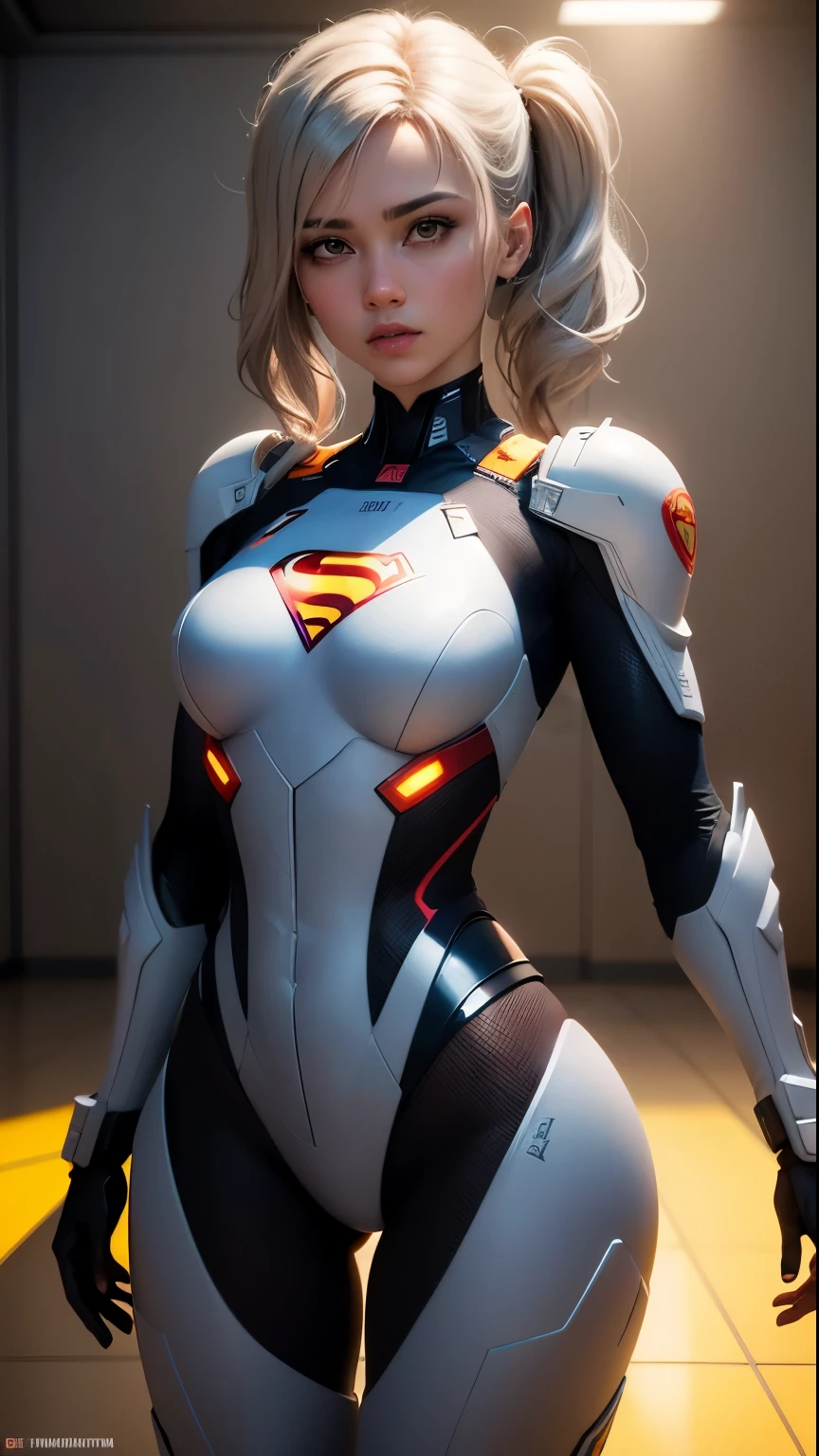 ((best qualityer)), ((Masterpiece artwork)), (detailded: 1.4), ..3d, an image of a beautiful cyberpunk supergirl woman,HDR using Superman letter S on the chest (high-range dynamics),Ray tracing,nvidia RTX,Super-resolution,irreal 5,Subsurface scattering, PBR Texture, Post-processing, Anisotropic filtering, Depth of field, Maximum clarity and sharpness, Multilayer textures, Albedo and Specular maps, Surface shading, Accurate simulation of light-material interaction, perfectly proportioned, octane rendering, Two-tone lighting,Wide opening,Low ISO,White balance,rule of thirds,8K BRUT,CircuitBoardAI,