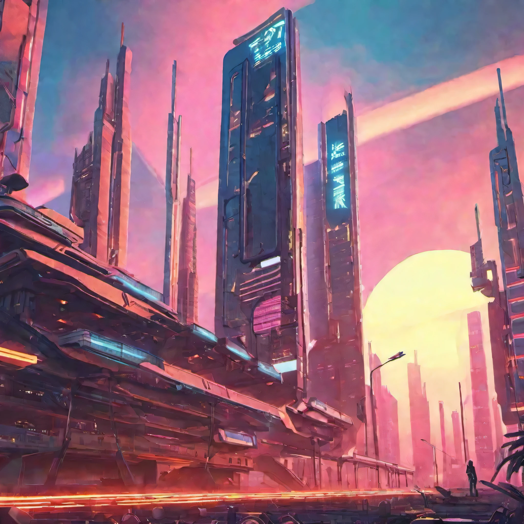 neon baseball field, futuristic city with futuristic buildings and a futuristic sky, arstation and beeple highly, greg beeple, in fantasy sci - fi city, cyberpunk dreamscape, futuristic art style, style hybrid mix of beeple, sci-fi fantasy wallpaper, futuristic setting, mystical sci-fi concept art, 4k highly detailed digital art, futuristic painting