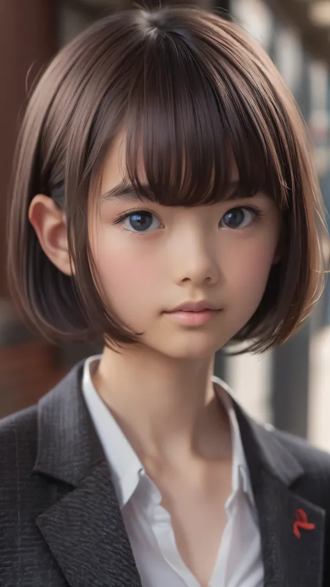((sfw: 1.4)), ((detailed face,  professional photography)), ((sfw, office lady, suit, extra short hair, sidelocks-hair, 1 Girl)), Ultra High Resolution, (Realistic: 1.4), RAW Photo, Best Quality, (Photorealistic Stick), Focus, Soft Light, ((15 years old)),...
