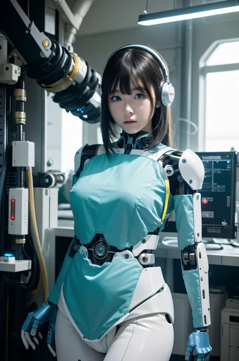 masterpiece, Best Quality, Extremely detailed, 8K Portrait,Japanese android girl,Plump ,control panels,android,Droid,Mechanical ...