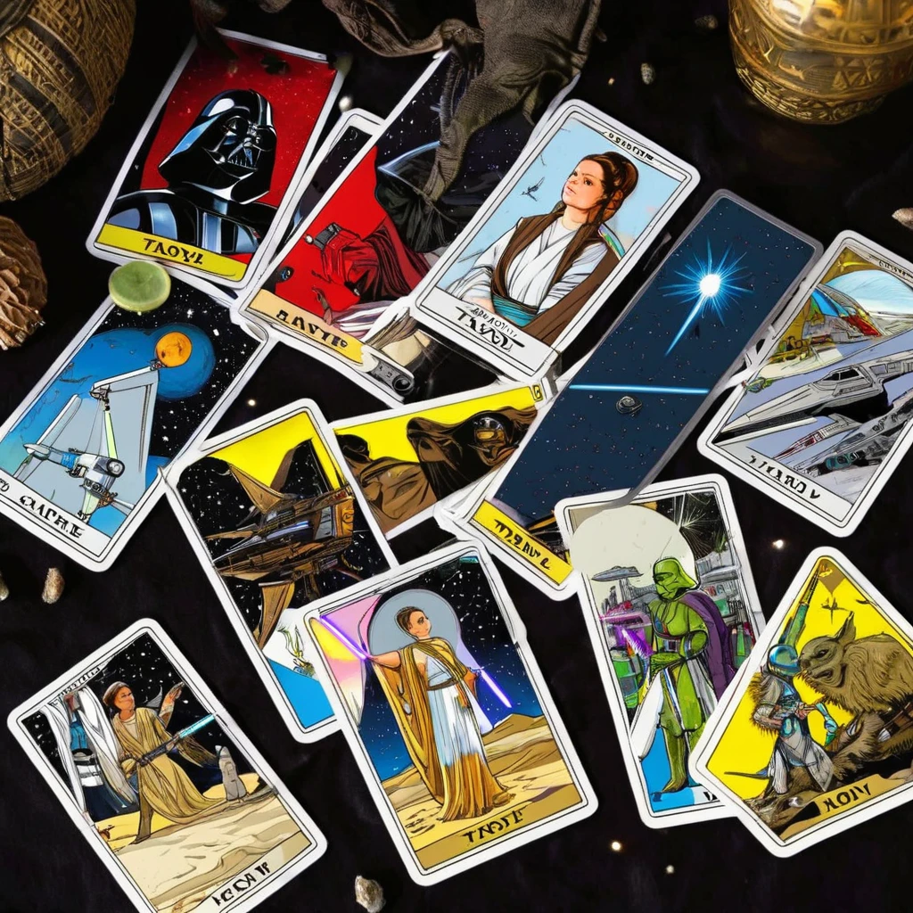 Um baralho de cartas de tarô com o tema Star Wars foi distribuído por uma fortuna de 5 cartas
