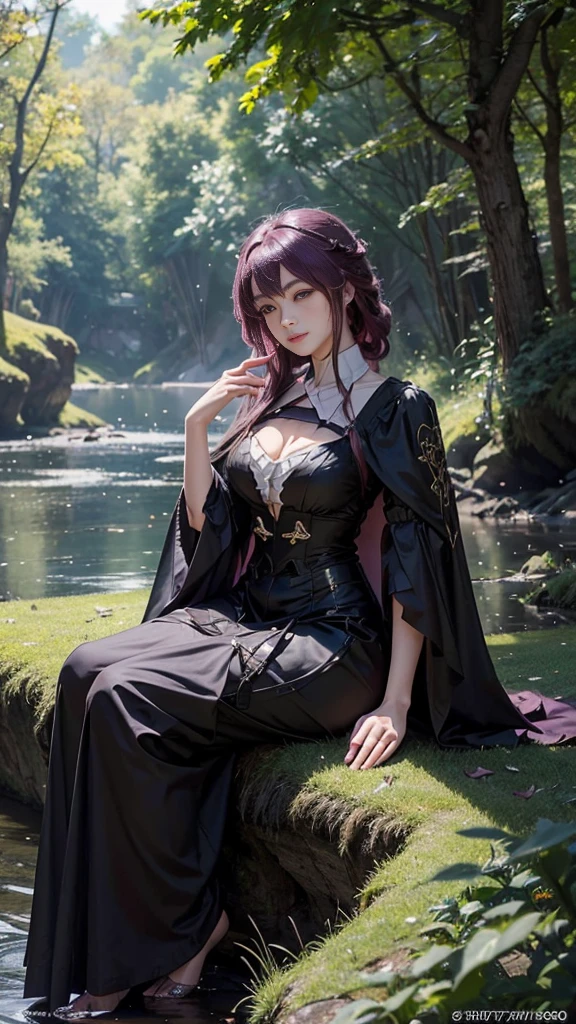 araffe dressed in a witch costume sitting on a rock, artwork in the style of guweiz, seductive anime girl, guweiz, a sexy maid in a magical forest, flirty anime witch casting magic, beautiful alluring anime woman, trending on cgstation, beautiful anime girl, guweiz masterpiece, classical witch, photorealistic anime girl render