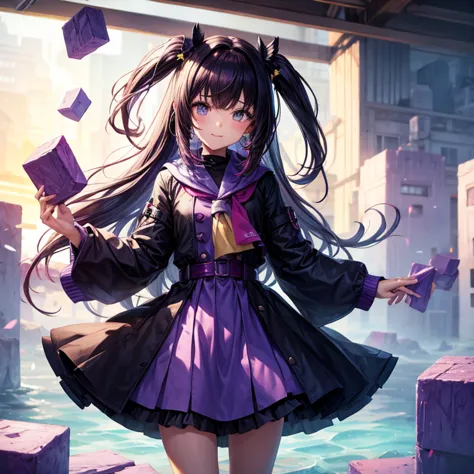 Girl holding purple blocks