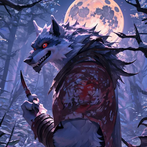 (masterpiece, highest quality, RAW 8K Photo, Beastly Girl Werewolf, full moon, forest, bloodthirsty)

This breathtaking masterpi...