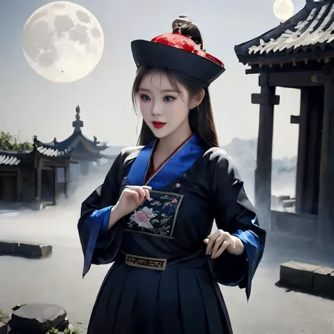 there is a woman in a traditional korean dress posing for a picture, hanfu, palace ， a girl in hanfu, lunar themed attire, with ...