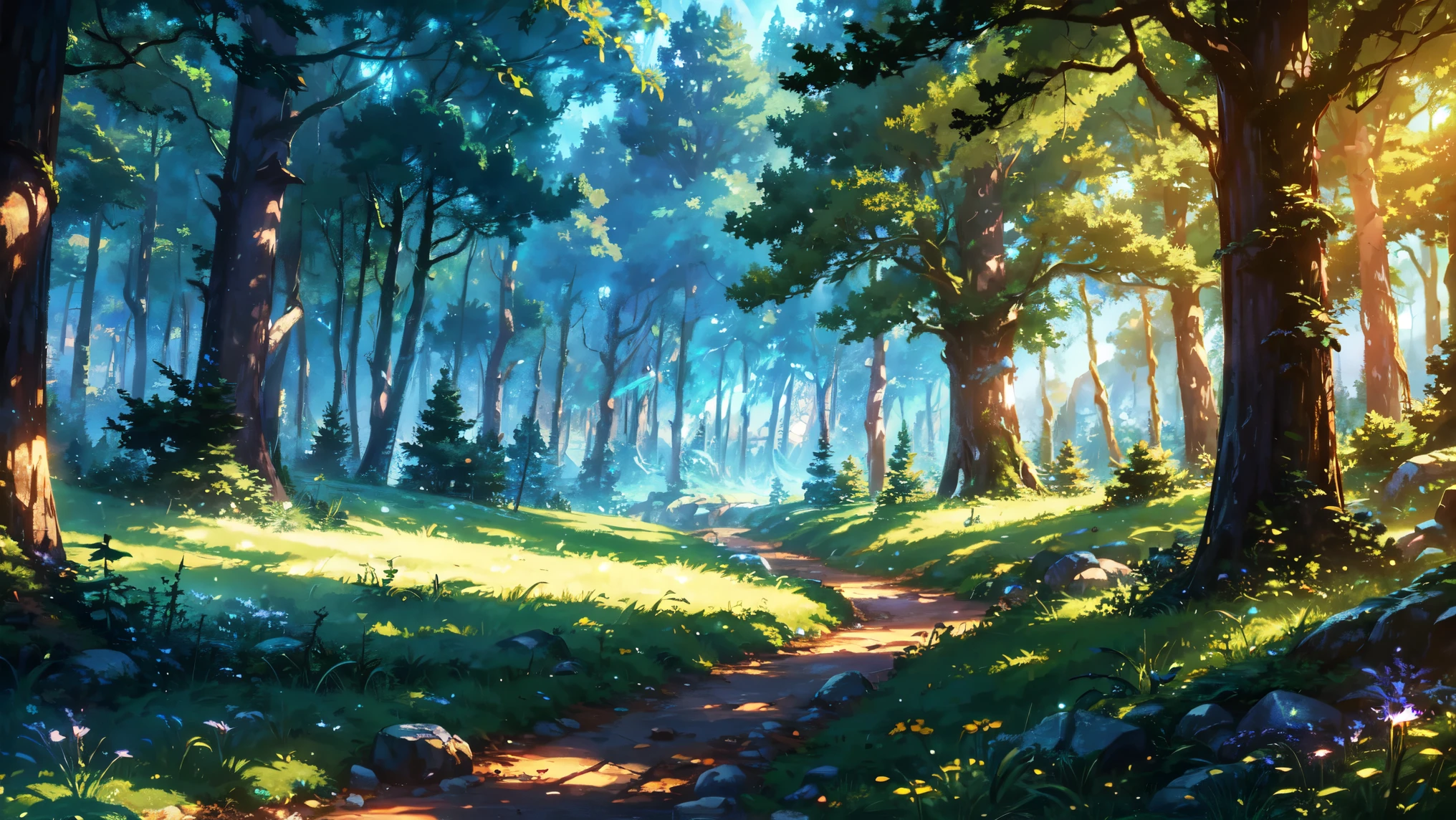 Cartoon beautiful fantasy fairy forest with trails and trees on a sunny day, arte de fundo, detailed background artwork masterpiece, Mobile game background, game background, 2 D game art background, forest background, scenery art detailed, landscape artwork, Mobile game art, 2d game background, Anime background art, forest clearing landscape, anime countryside landscape, sky forest background, forest outside, elf forest background, forest setting, Detailed game art, 4k