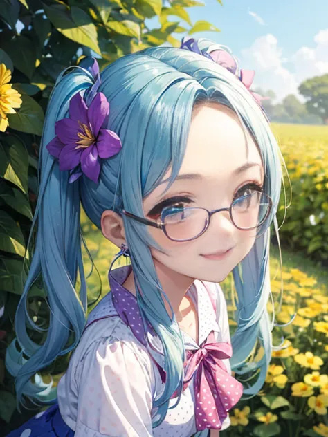 Glasses、小さなgirl、The arrival of spring、big butt、 (alone:1.5,)Super detailed,bright colors, very beautiful detailed anime face and...