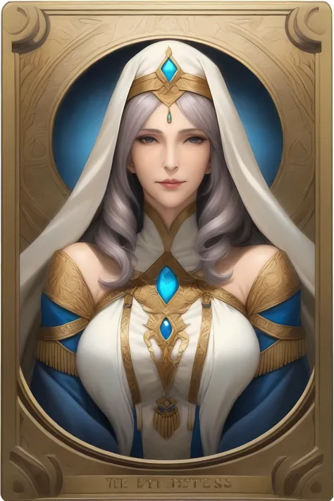 masterpiece, best quality, very aesthetic, absurdres, mature female, award winning illustration of the high priestess, extremely...