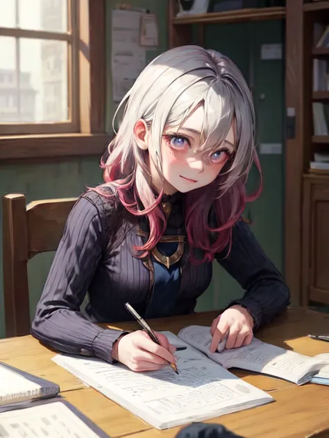 girl doing homework