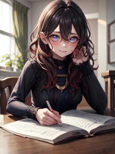 girl doing homework