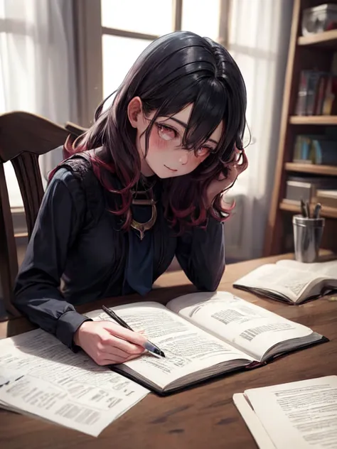 girl doing homework