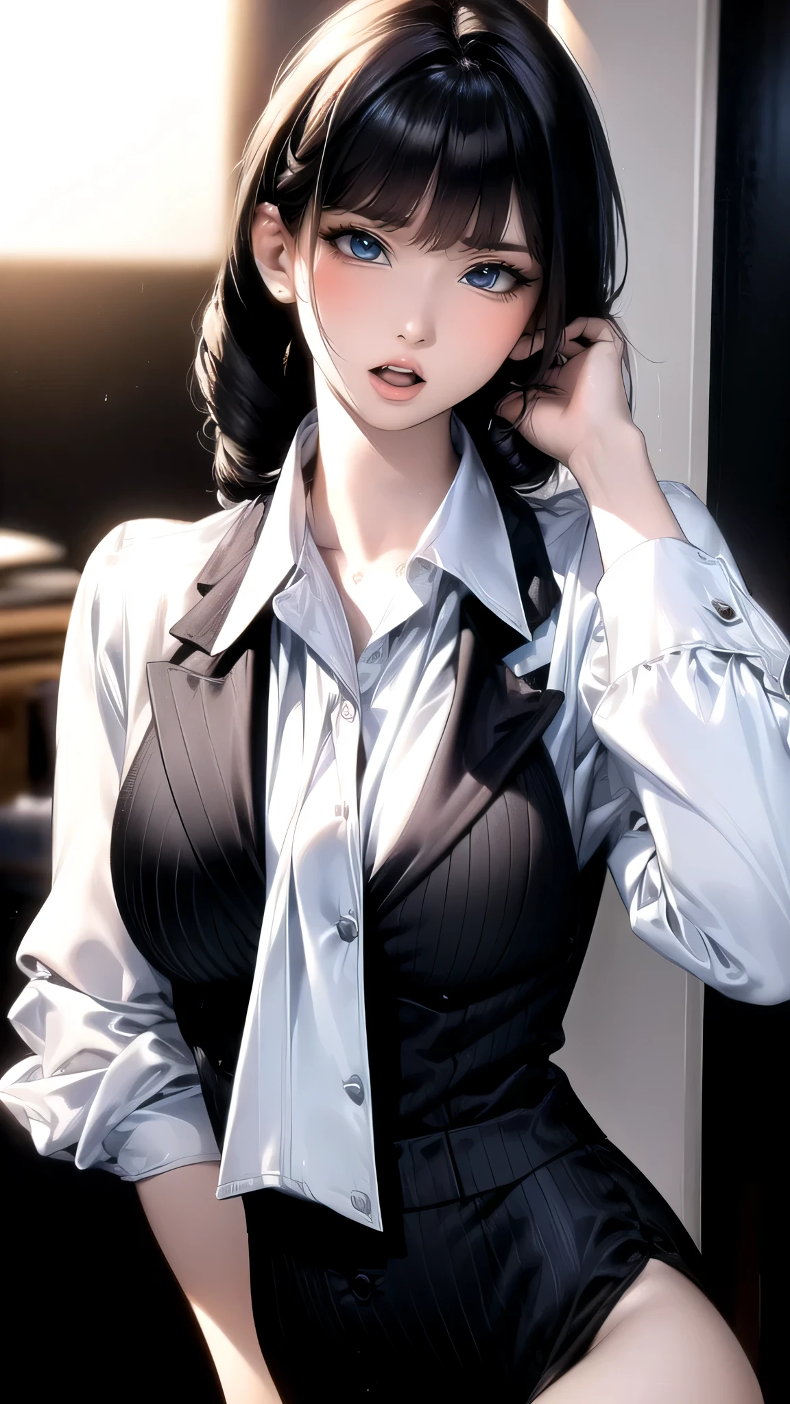 random office lady fashion,(Thin type),(large breasts),(random pose),(random hairstyle),(Cinematic scene,Highest image quality,(8K), Ultra-realistic, Best Quality, High quality, High Definition, high quality texture, high detailing, Beautiful detailed, fine detailed, extremely details CG, Detailed texture, realistic representation of face, masterpiece, presence, Dynamic, Bold)