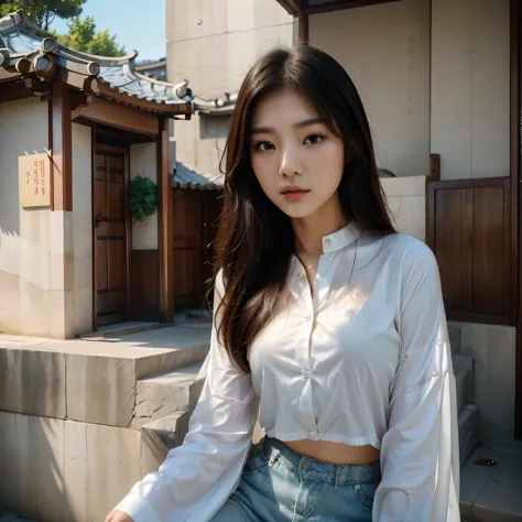 arafed asian woman in a white shirt posing for a picture, beautiful south korean woman, korean girl, chinese girl, beautiful asi...