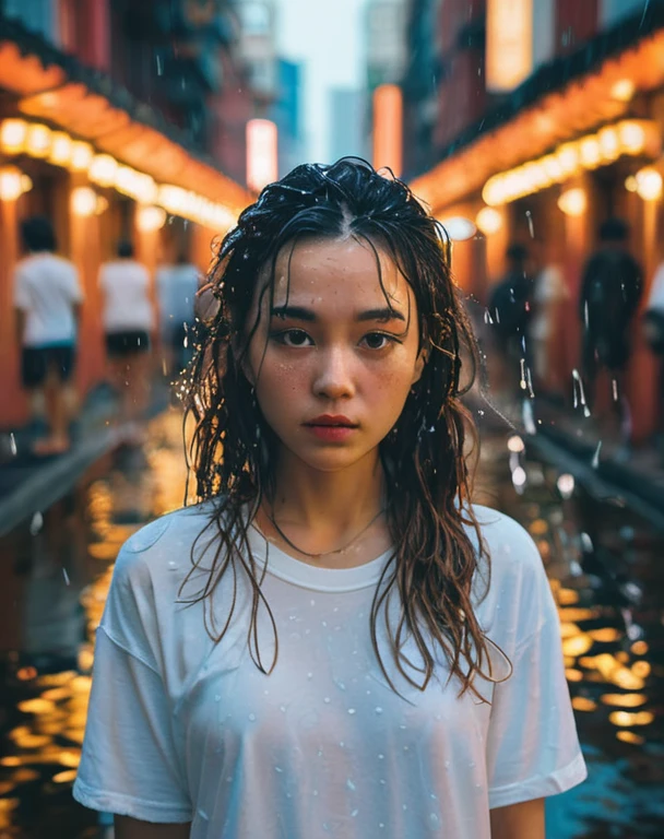 8k, masterpiece, best quality, style chinese, surreal dramatic lighting shadow, (lofi, analog), kodak film by Brandon Woelfel Ryan McGinley,
background is wet tshirt (water drops:1.2), splash detailed,
1girl, perfect face, perfect eye, looking at viewer, (Authentic skin texture:1.3)