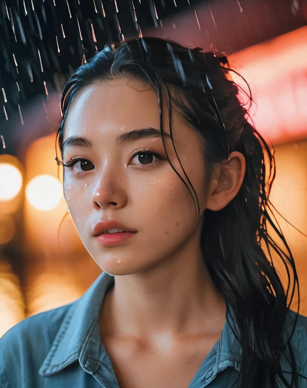 8k, masterpiece, best quality, style chinese, surreal dramatic lighting shadow, (lofi, analog), kodak film by Brandon Woelfel Ryan McGinley,
background is wet tshirt (water drops:1.2), splash detailed,
1girl, perfect face, perfect eye, looking at viewer, (Authentic skin texture:1.3)