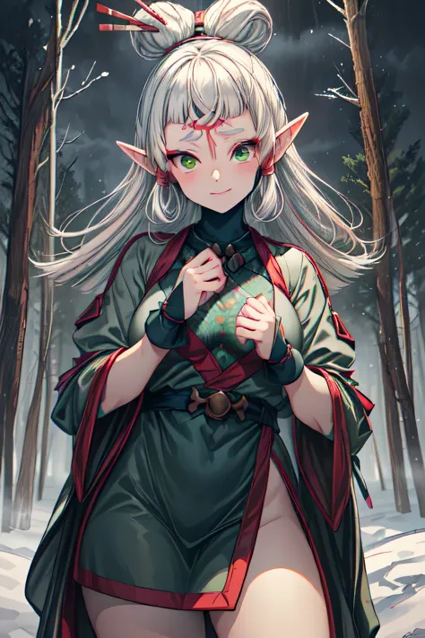 paya, cute elf,((anime elf with extremely cute and beautiful brown hair)), (((elf))), (((elf ears))),((((white hair:1.35,colored...