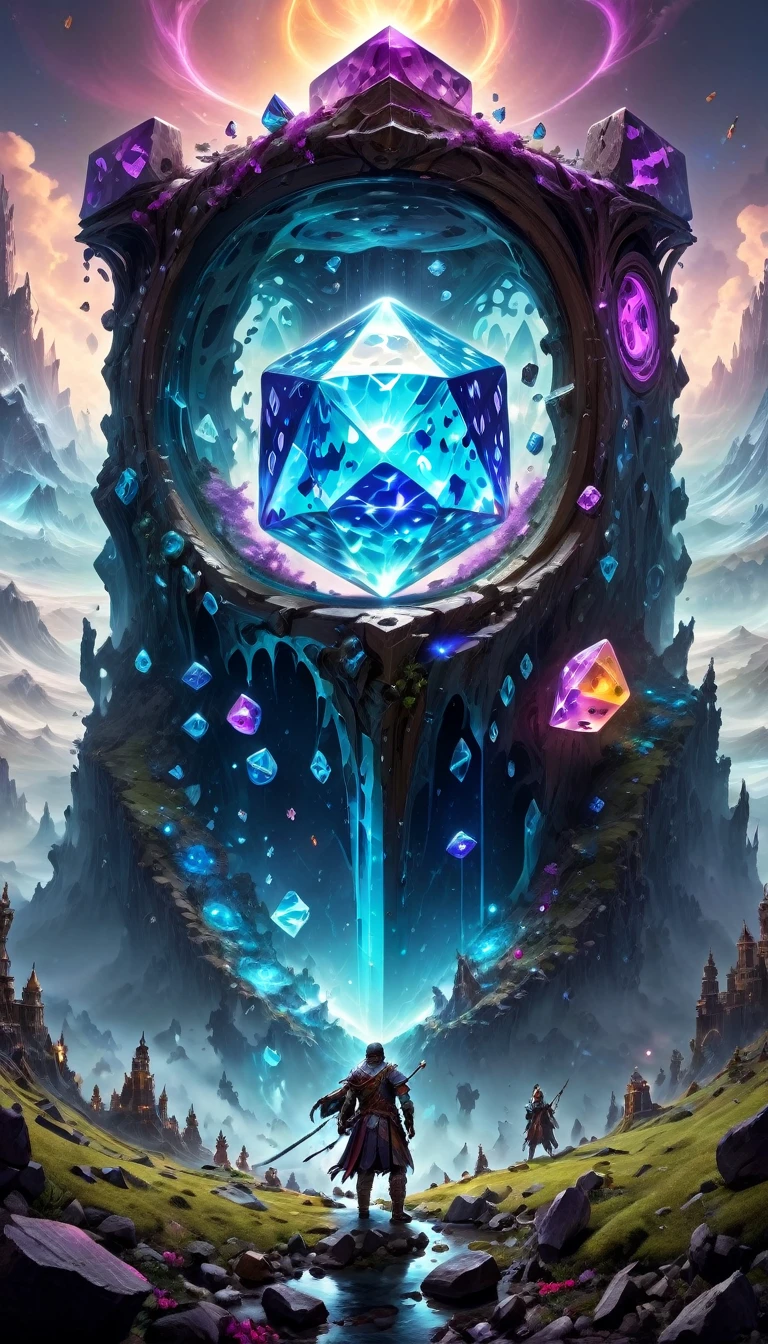 (best quality,4K,8K,high resolution,masterpiece:1.2), Super detailed, (actual,photoactual,photo-actual:1.37), Roll the dice, Magical Realism, fantasy, Dungeons and Dragons, Surreal landscape, ethereal lights, Mysterious aura, intricate details, bright colors, dreamlike atmosphere, magical creatures, Intricate dice design, Immersive worlds, occult symbols, Imaginative artwork, Mesmerizing composition, otherworldly elements, mythology figure, dynamic poses, epic adventure, fantastic scenery, intriguing visuals.