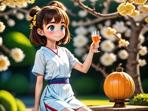 drink the sake in the gourd、A girl who gets drunk and starts dancing、villagers looking at it