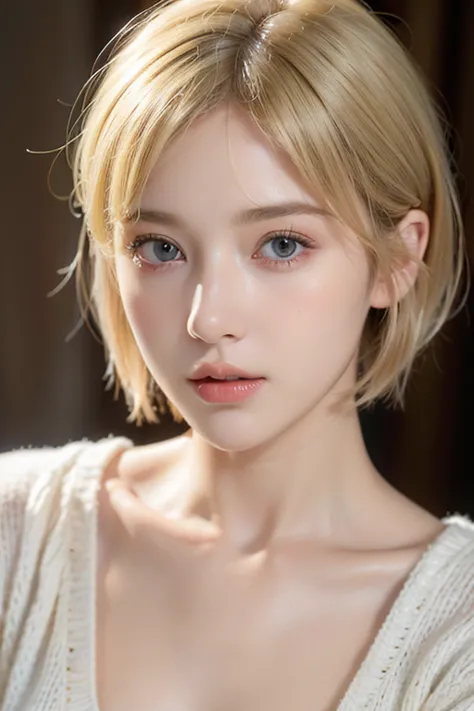 (masterpiece:1.3), (8K, realistic, Raw photo, highest quality: 1.4), (1 girl), beautiful face, (realistic face), (blonde, short ...