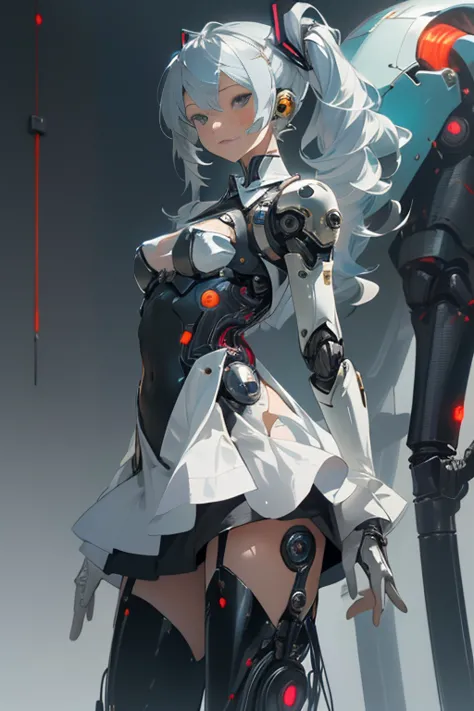 cyberpunk,Hatsune Miku,(see through:1.5),maid (1 girl),Colored inner hair,long twintails,(proportional face),(toy doll),((toy do...
