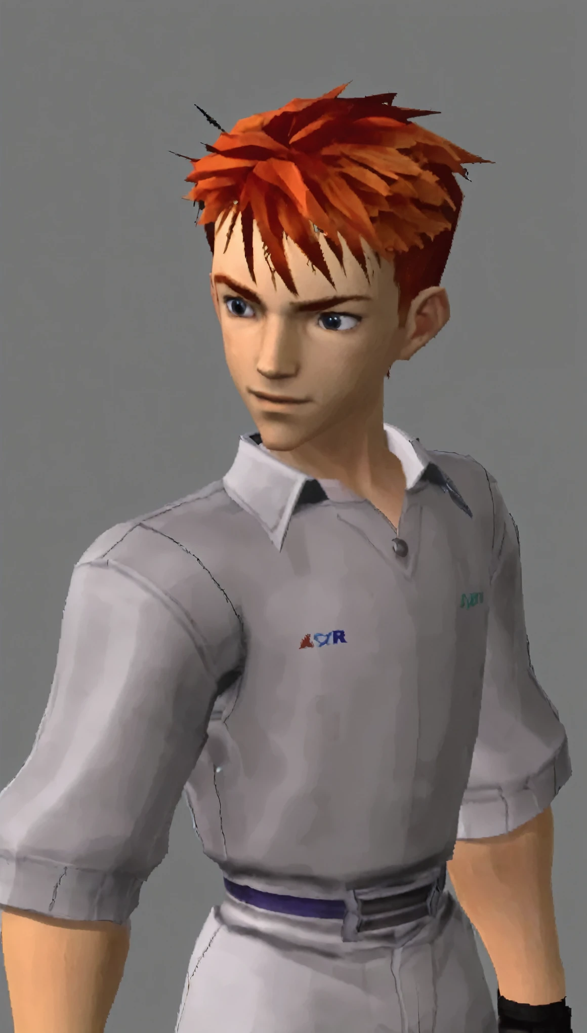 A close up of a person with a red hair and a gray shirt - SeaArt AI