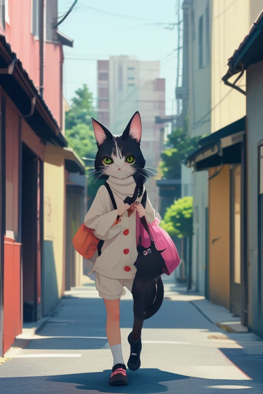 قطة الأنمي تذهب إلى المدينة