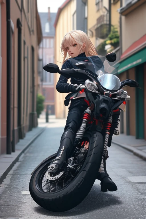 Anime Cat Motorcycle, Stadt, small streets, Shops, accident, police,