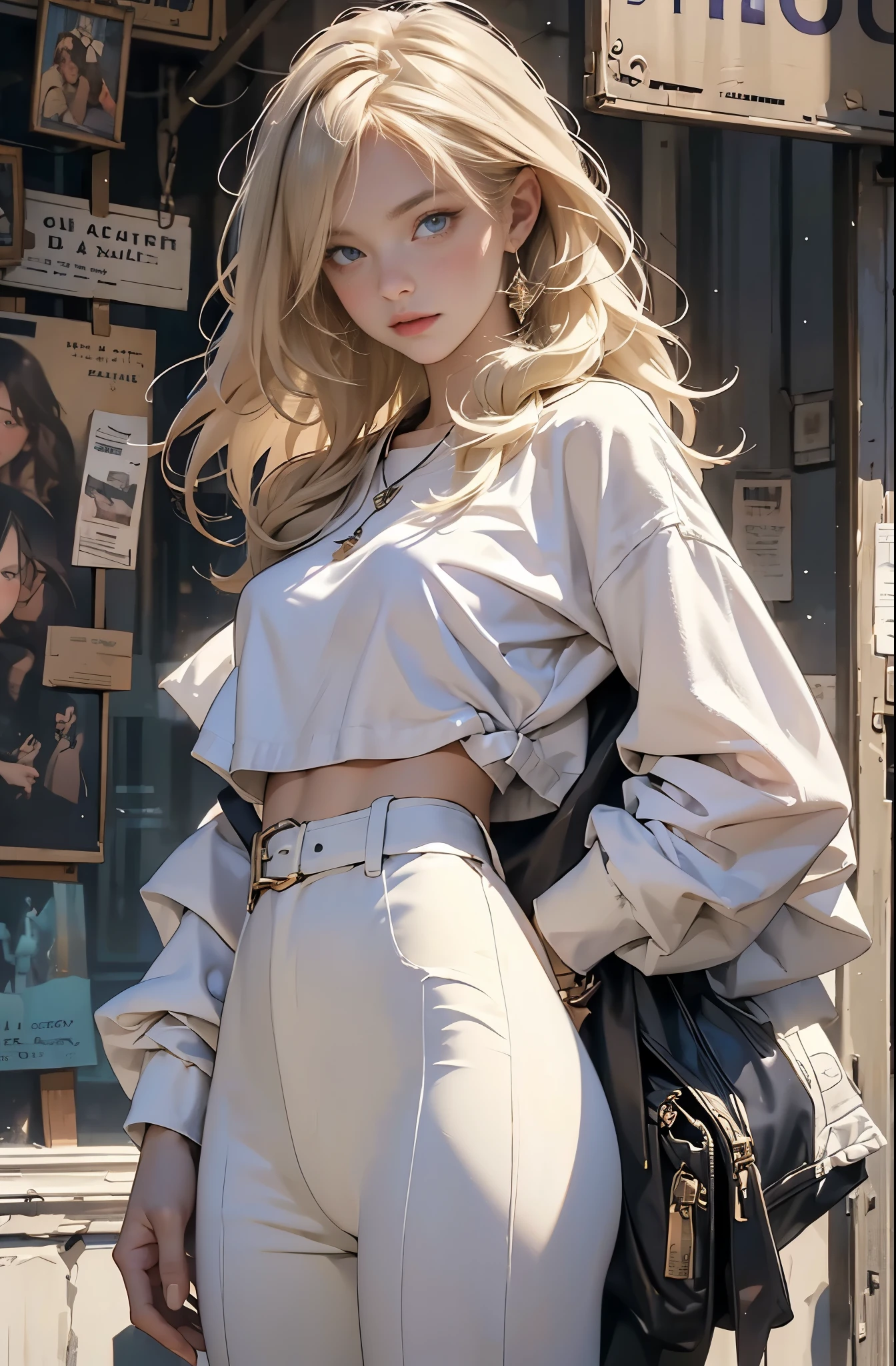 Photo of a beautiful blonde caucasian woman standing on a street corner, Perfect model body shape, Stylish pants style, Stylish jacket, colorful purple shirt, Stylish hats, very stylish, with influence of Jeremy Mann, Jeremy Mann, style of Jeremy Mann, Jeremy Mann painting, Jeremy Mann art, Ron Hicks, Liepke, Jeremy Mann and alphonse mucha, Works that influenced Edmund Blampid, robert lenkiewicz, Casey Baugh and James Jean, Works that influenced Willem Kalf, Nick Alm, tumbler, figurative art, intense watercolor, watercolor detailed art,Beautiful and expressive paintings, Beautiful artwork illustration, wonderful, cool beauty, masterpiece, highest quality, official art, perfect composition, perfect angle, best shot, The perfect subject, women only, sharp outline, romantic, Moody, very beautiful and detailed eyes, beautiful and delicate eyes, ideal animation, sentimental, Paris, montparnasse, zoom out