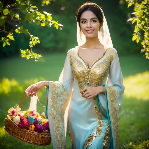 beautiful muslimah girl, wearing traditional silk baju kurung, ultra-detailed, detailed faces, detailed skins, 8k masterpieces, ...