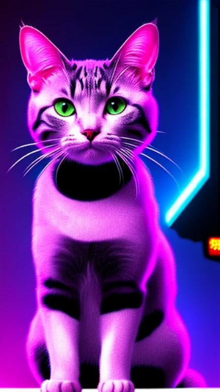 a cat in the Synthwave