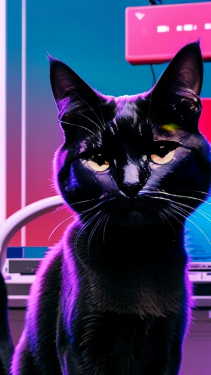 a cat in the Synthwave