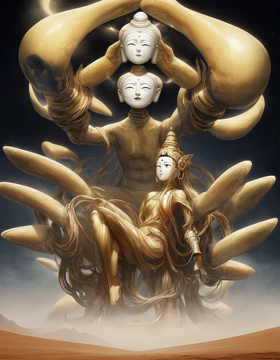 찾다，BDO 예술，&인용문;거대한 silent sculpture of the head of Buddha&인용문;，거대한，Has the avatar of 여래 부처님 with 신비한 힘，외계 또는 알려지지 않은 기원，만드는 사람，신비한 힘
，극단적으로、특이하거나 예측할 수 없는 특성，거대한，닫은，꽉 잡아，Inspired by Sci-Fi 영화《모래 언덕》，The contrast between 거대한 and tiny is presented with the ultimate visual aesthetics and music：거의 신과 같은 &인용문;여래 부처님&#39;머리&인용문;，광활한 사막 환경，메가 빌딩、거대한几何线条，모두 인간 존재의 미미함과 우주의 무한함을 강조합니다..。안개 배경，영화，에픽 그래픽，멋진，작은 인간