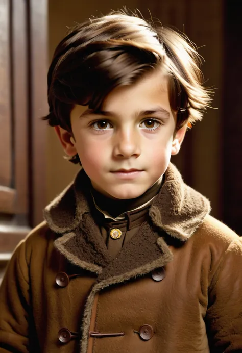 (highly detailed, soft light, photorealistic, dynamic light; cinematic); victorian-era; 1820s; 9 year old boy; english; square f...